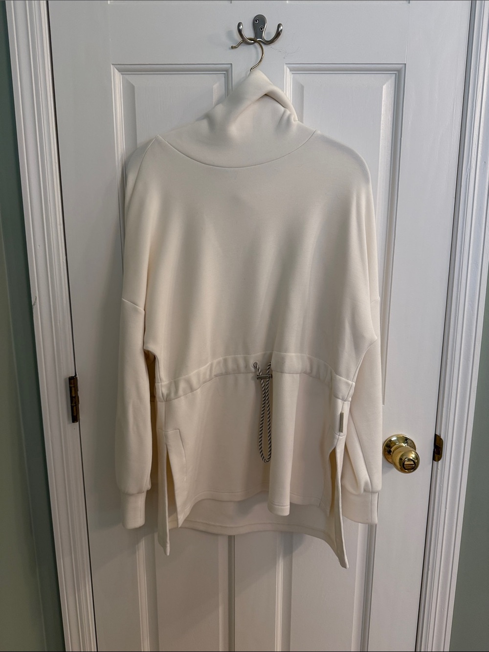 Varley Cream Funnel-Neck Drawcord Pullover